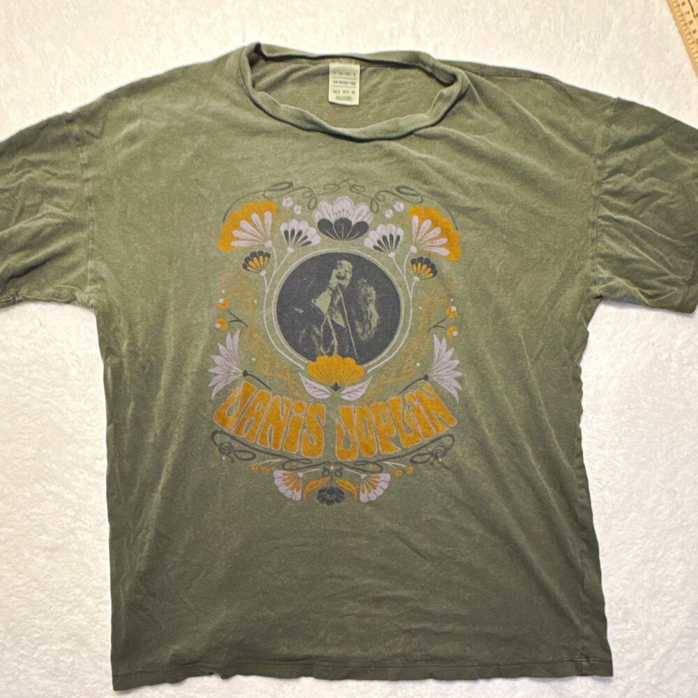 American Eagle Outfitters AE Band Tee Janis Joplin Green Graphic T-Shirt XS/S